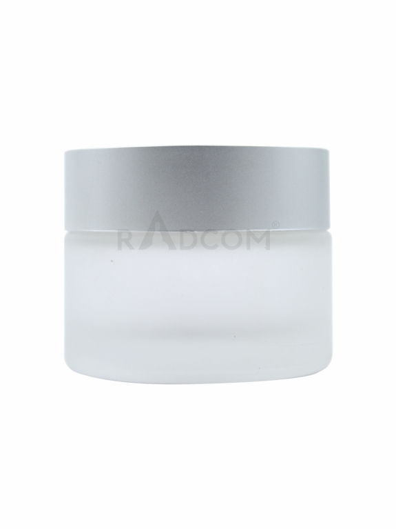 50Gm Plum Jar - Frosted-With Plastic Matt Silver Uv Cap With Inner Lid